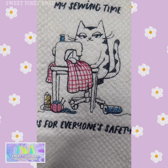 Cat Gift Handmade Embroidery Towel, Christmas Gift For Sewing Crafter, Kitchen Housewarming Gifts, Kitty Lover Idea, Funny Tea Wife or Mom