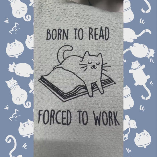 Book Reader Cat Lover Embroidered Towel, Personalized Bookish Bath Towel, Kitty Owner Gift, Custom Wash Cloth Present, Cute Kitten Decor