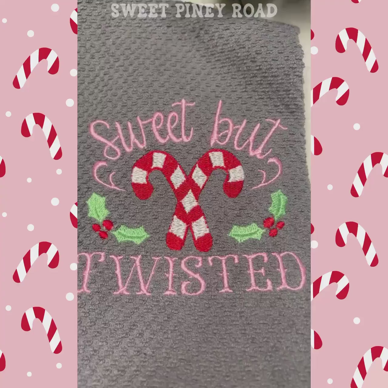 Candy Cane Christmas Embroidered Towel, Personalized Embroidery Bath Towel, Birthday Gift, Cute Custom Wash Cloth, Holiday House Decor
