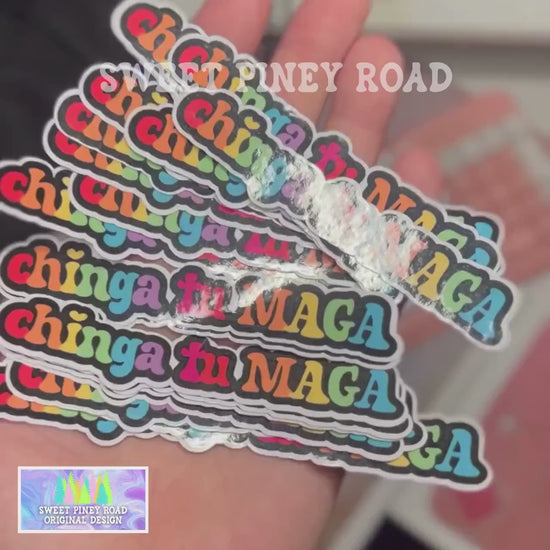 Chinga TU MAGA 10/20 pc 4"x.8"in. Glossy Sticker Pack | Rainbow Immigration Rights - Political Satire Decal for Protest & Activism Fuck Ice