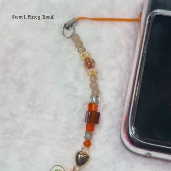 Yellow Butterfly Beaded Phone Charm, Cellphone Accessory, Cute Girly Aesthetic, Accessories, Gift For Her Mom Friend, Personalized Orange