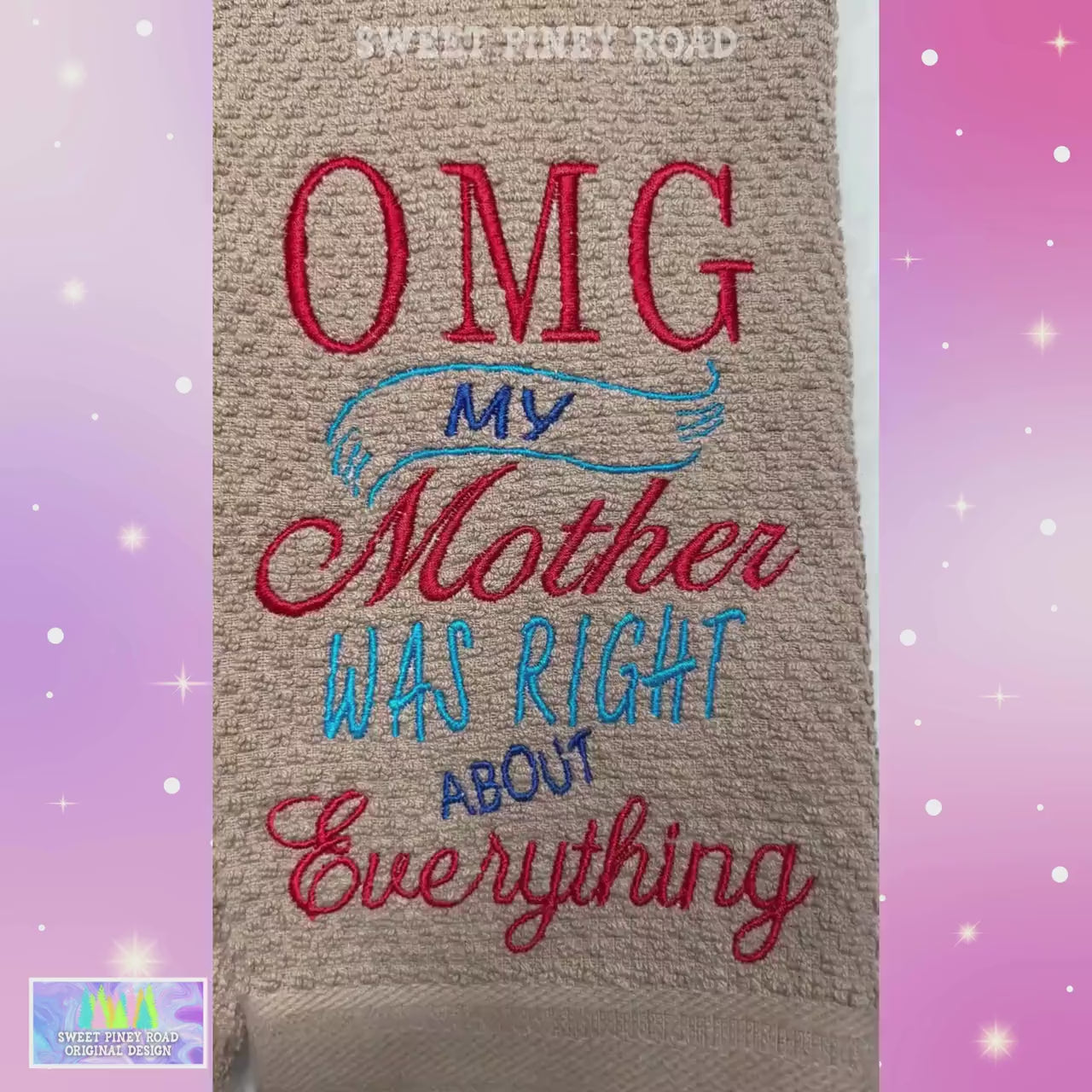 Moms Right Embroidered Towel, Personalized Mothers Bath Towel, Mommy Gift For Her, Custom Wash Cloth Present, Cute Elegant Wife Girlfriend