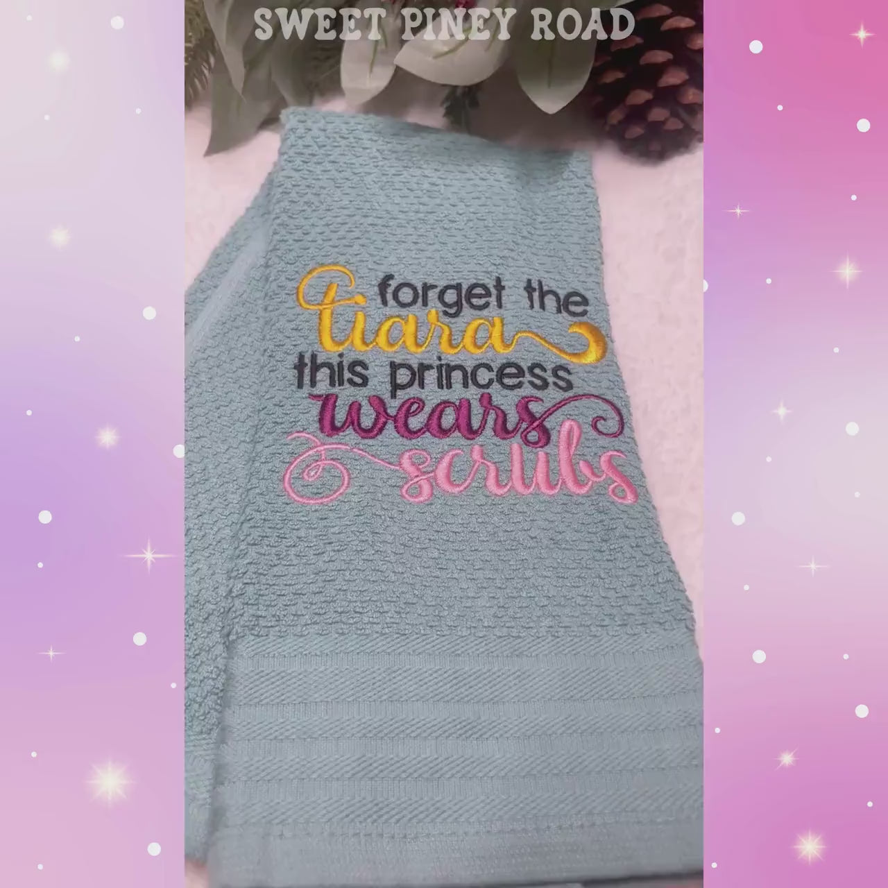 Nurse Scrubs Princess Embroidered Towel, Personalized Nursing Bath Towel, Nurses Gift Exchange, Custom Wash Cloth Present, Cute CNA, LVN, RN