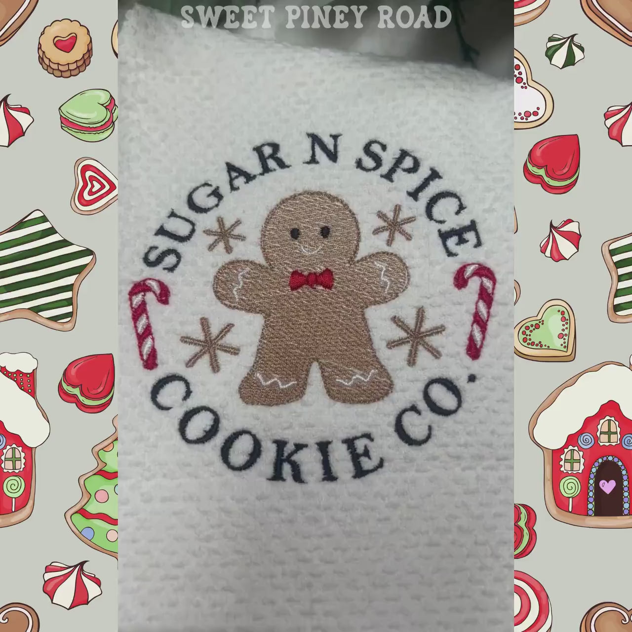 Gingerbread Cookie Embroidered Towel, Personalized Christmas Bath Towel, Baker Gift, Holiday Custom Wash Cloth Present, Cute Farmhouse Decor