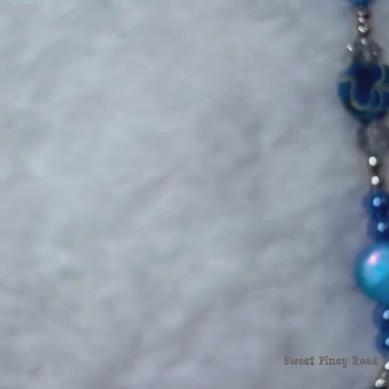 Blue Heart Beaded Phone Charm, Cellphone Accessory, Cute Girly Aesthetic, Accessories, Gift For Her Mom Friend, Personalized Retro Design
