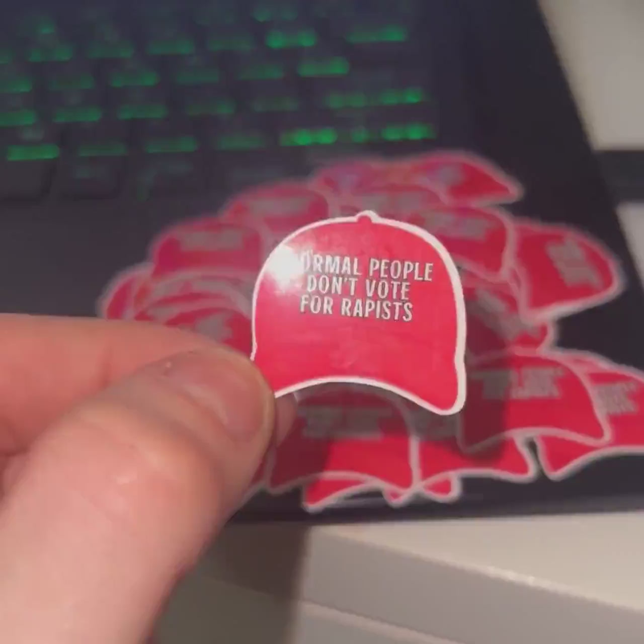 Normal People Don't Vote For Rapists - 25/50/100 pc Mini STICKERS (1 in.") Glossy! Hilarious Anti Trump/Maga Hat Sticker Pack, Fascist Nazi