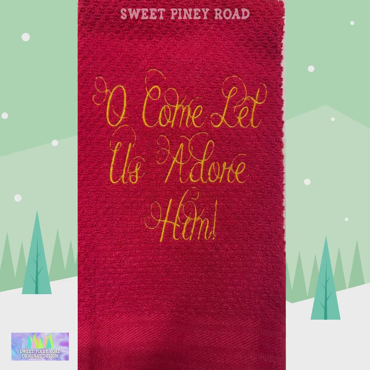 Let Us Adore Him Embroidered Towel, Personalized Holiday Bath Towel, Jesus Gift, Custom Wash Cloth Present, Cute Religious Farmhouse Decor