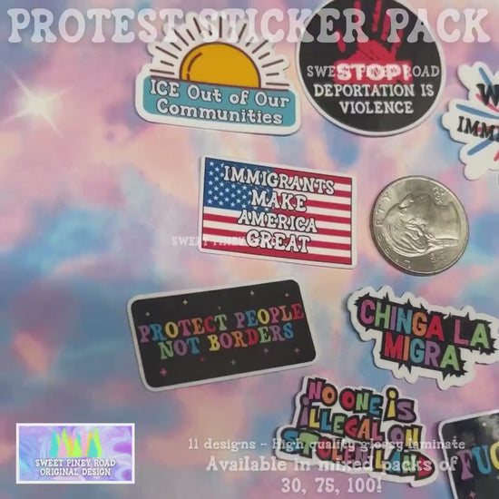 Immigration Protest Stickers Bundle, Fuck ICE Sticker, Anti ICE Fight, Protect Immigrants, Chinga La Migra, No Human Is Illegal, FDT Handout