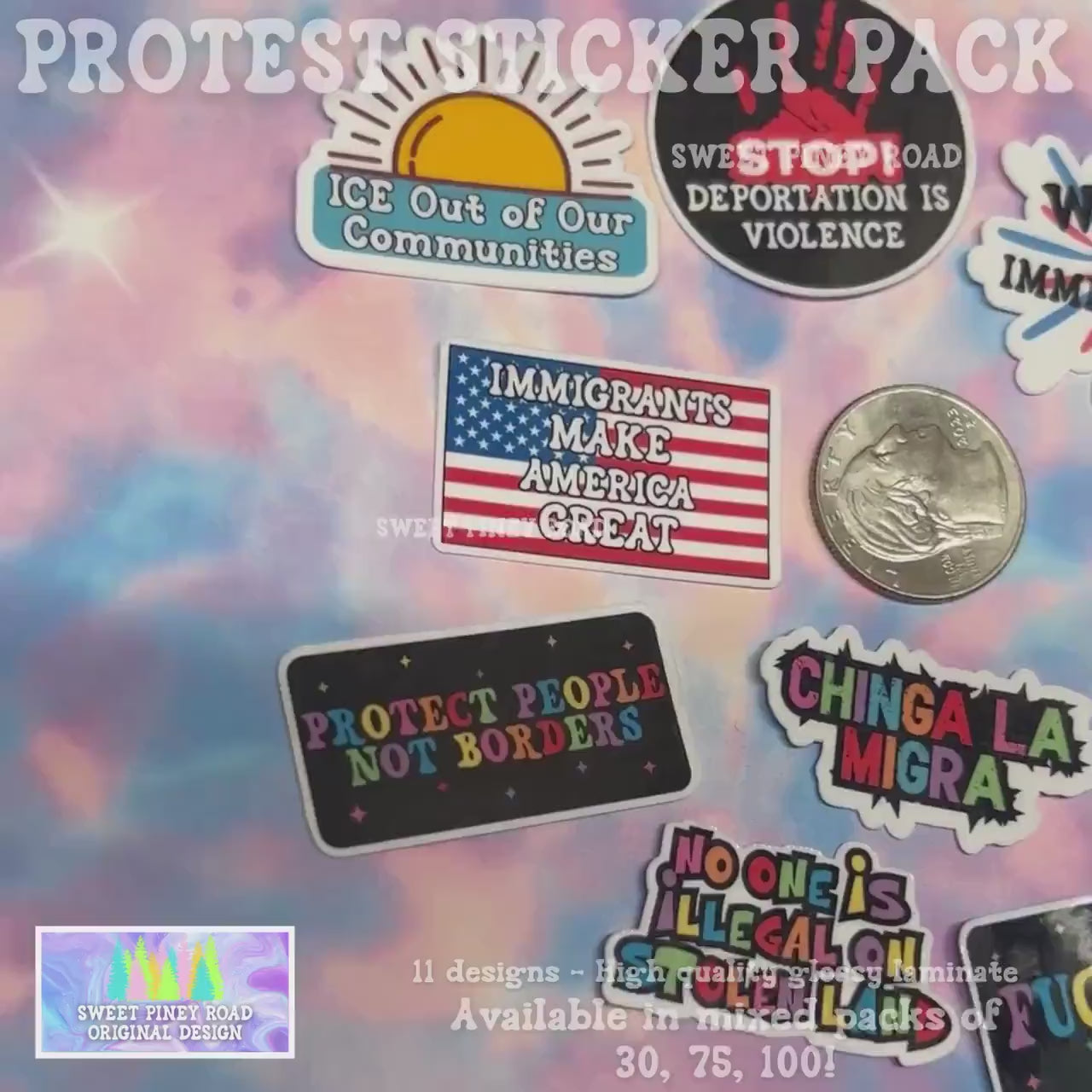 Immigration Protest Stickers Bundle, Fuck ICE Sticker, Anti ICE Fight, Protect Immigrants, Chinga La Migra, No Human Is Illegal, FDT Handout