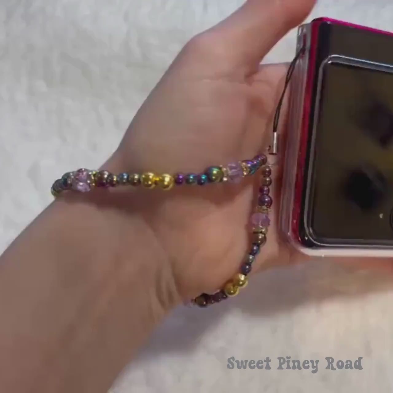 Colorful Chrome Beaded Phone Charm Strap, Chain Cellphone Strap Lanyard, Cute Kawaii Wristlet Accessory, Girly Gift For Her Y2k 2000s Vibes