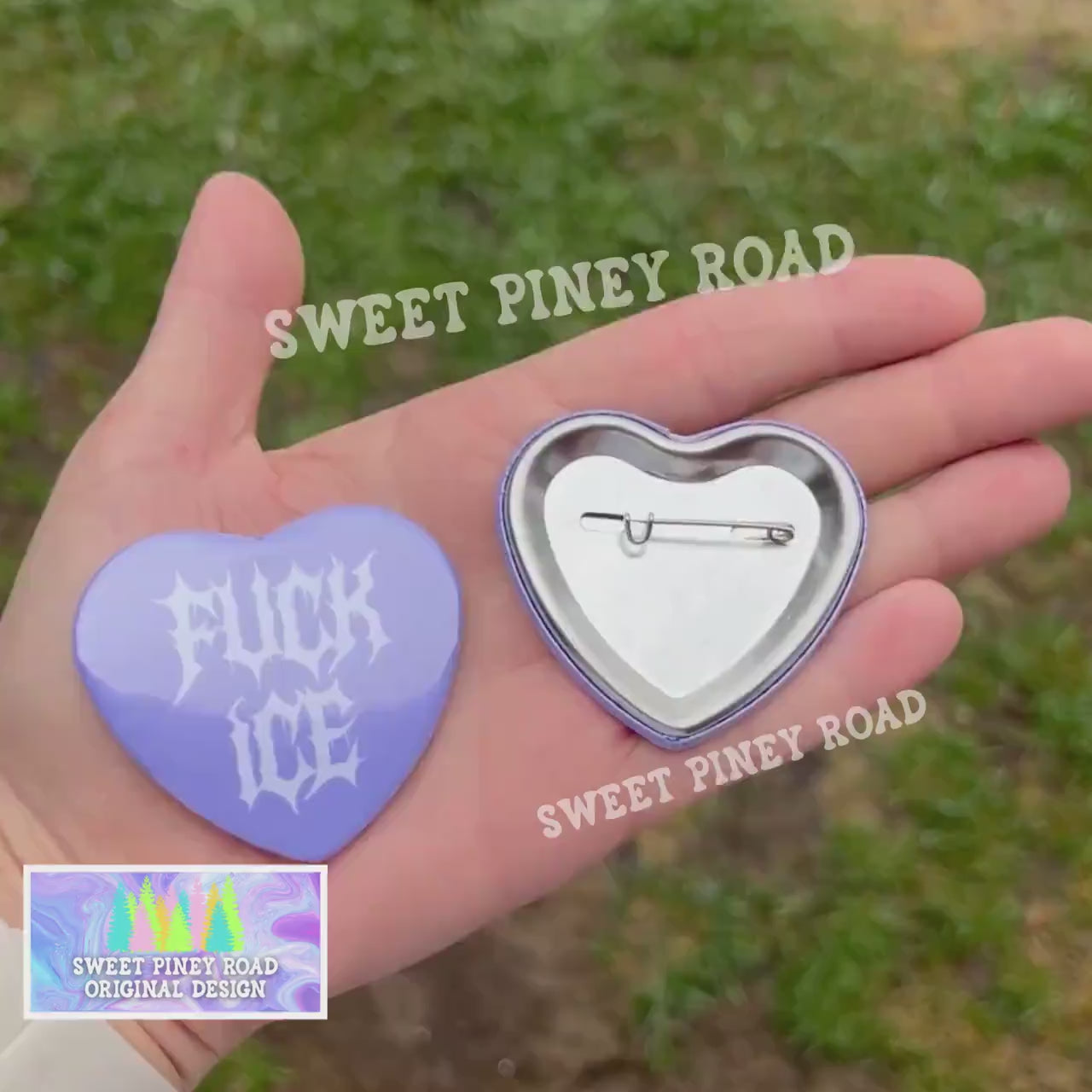 F*ck ICE Metalcore Heart Button Pin, Purple Alternative Goth Abolish ICE Y2K Buttons, Deathcore Hardcore FDT, Anti Trump Pro Immigration