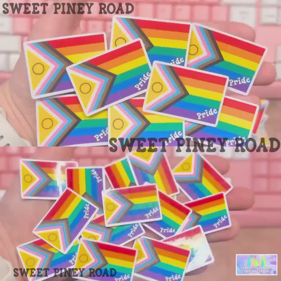 Intersex-inclusive Progress Flag Sticker Pack, Gay LGBTQIA+ Glossy Rainbow Stickers, Pride Parade and Festival Handouts