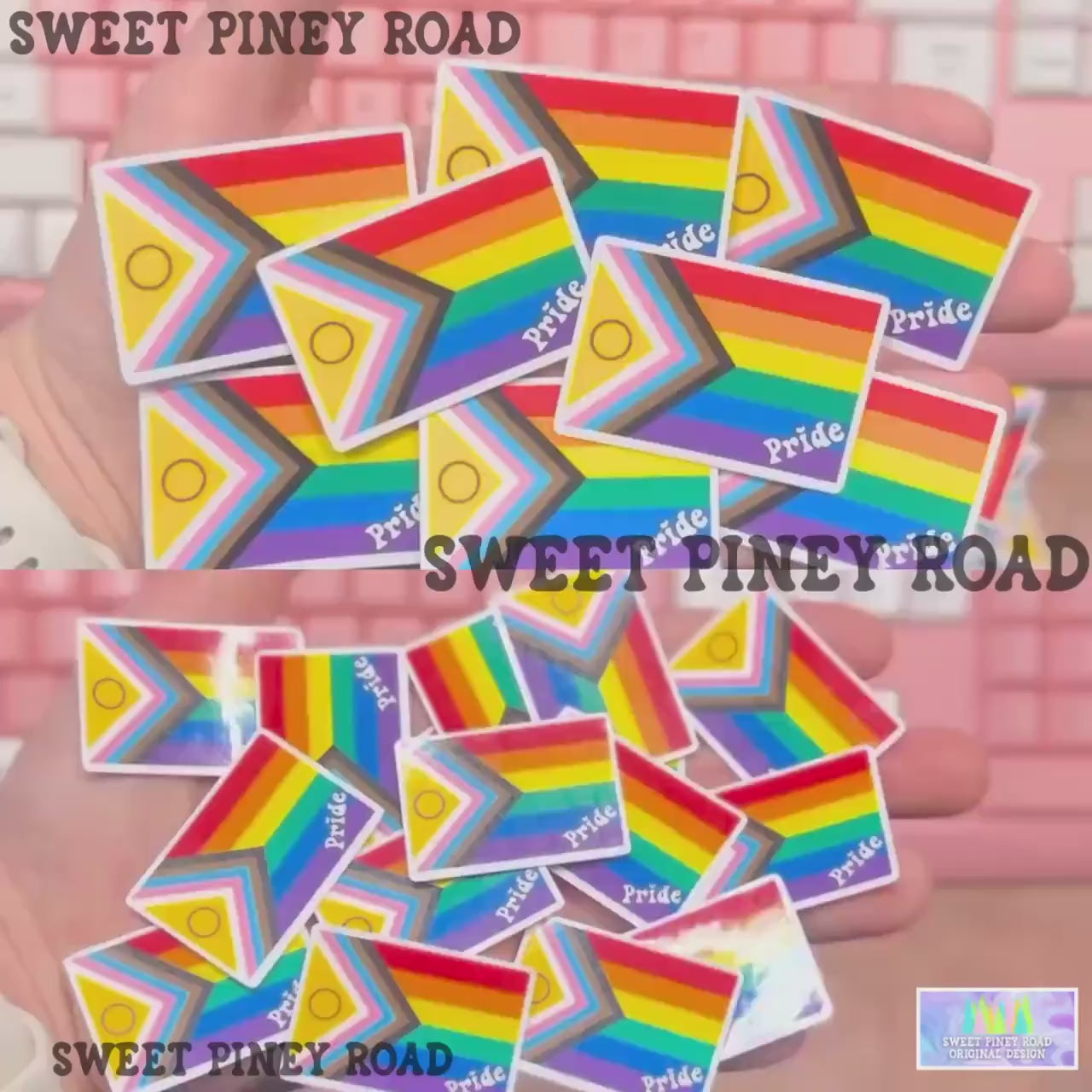 Intersex-inclusive Progress Flag Sticker Pack, Gay LGBTQIA+ Glossy Rainbow Stickers, Pride Parade and Festival Handouts