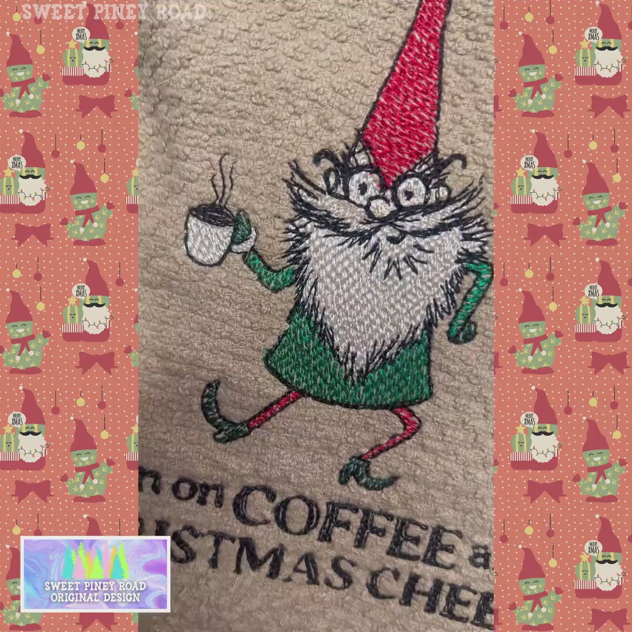 Christmas Gnome Embroidery Towel, Coffee Lover Home Decor, Kitchen Housewarming Gifts, Funny Handmade Gift For Her, Cute Embroidered Winter