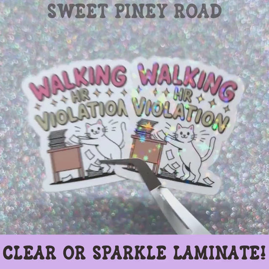 Walking HR Violation Sticker, Funny Office Cat Sticker, Coworker Humor Decal, Human Resources Joke, Corporate Meme Gift