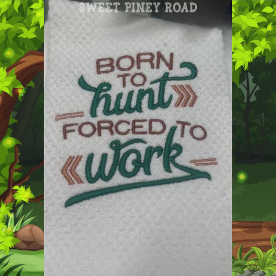 Born To Hunt Embroidered Towel, Personalized Hunters Bath Towel, Birthday Gift, Housewarming Outdoorsmen Custom Wash Cloth, Mens Bath Decor