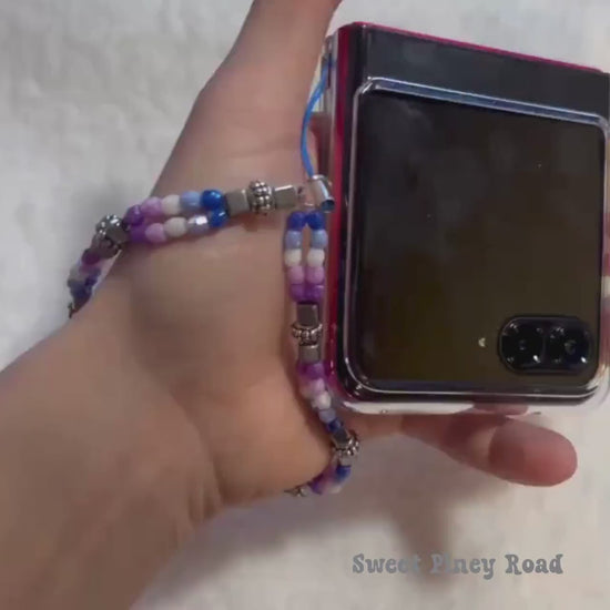 Colorful Double Stranded Bead Phone Charm Strap, Chain Cellphone Strap Lanyard, Cute Kawaii Wristlet Accessory, Girly Gift For Her Y2k 2000s